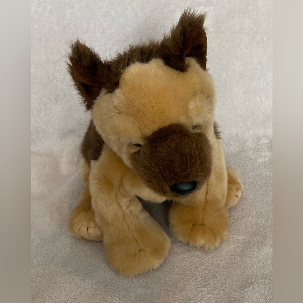 Ty 2003 Plush German Shepard Schultzie Puppy Dog w collar 12” Brown Tan VTG